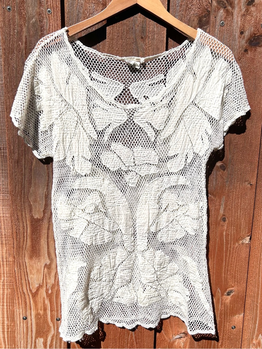 Anthropologie Lilka RARE Crochet Overlay Tunic Top Boho Retro Cottagecore Size S